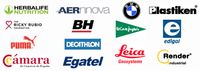 Logos de clientes: BMW Puma, Herbalife....